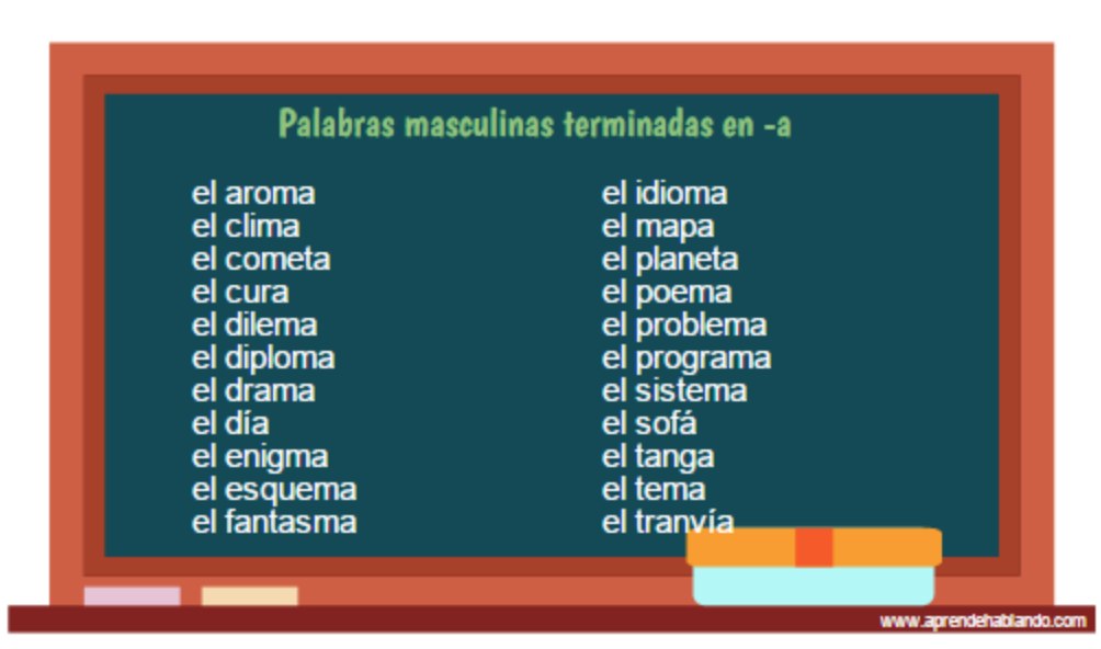 Lydig metodologi Skal 25 PALABRAS MASCULINAS ACABADAS EN -A EN ESPAÑOL | Aprende Hablando